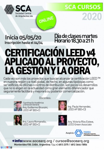 Curso SCA | Certificación LEED v4 aplicado al Proyecto, la Gestión y la Obra